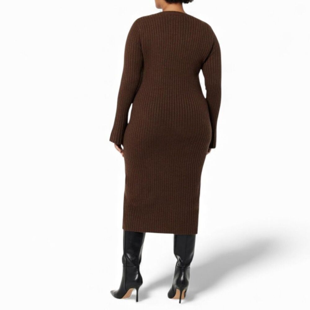 THE DROP Fernanda Bell Sleeve Ribbed Sweater Dress, NWT 5X - Picture 6 of 9